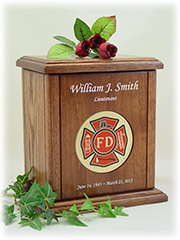 Wood Fireman Urn - Chestnut