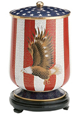 Flag and Eagle Cloisonne Urn