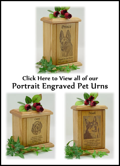 Portrait Engraved Dog Urns